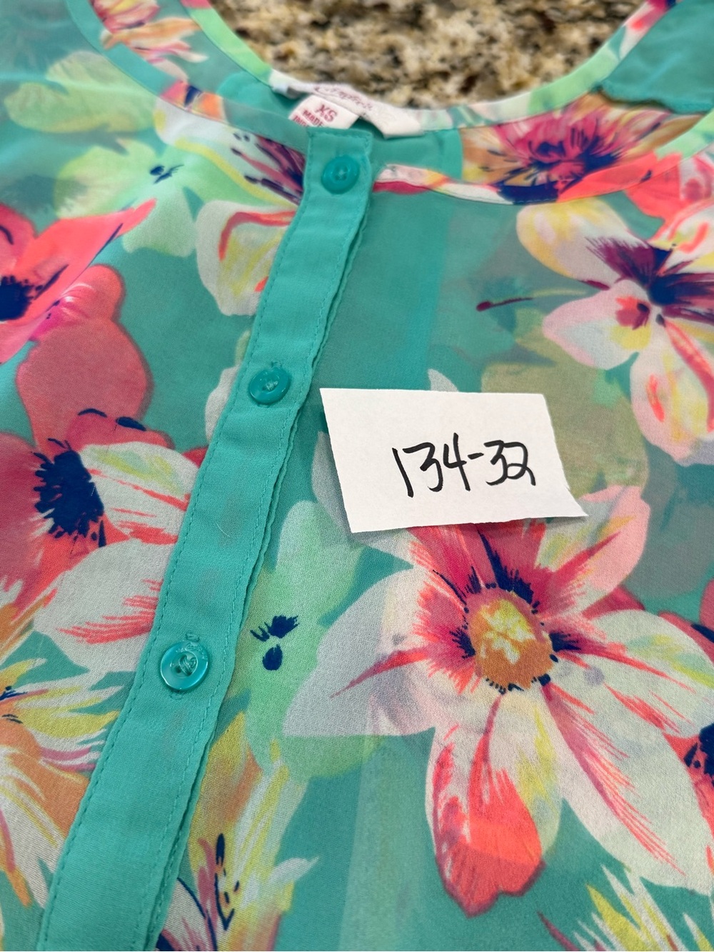 Candies floral tank top teal pink purple SZ XS - Picture 10 of 11